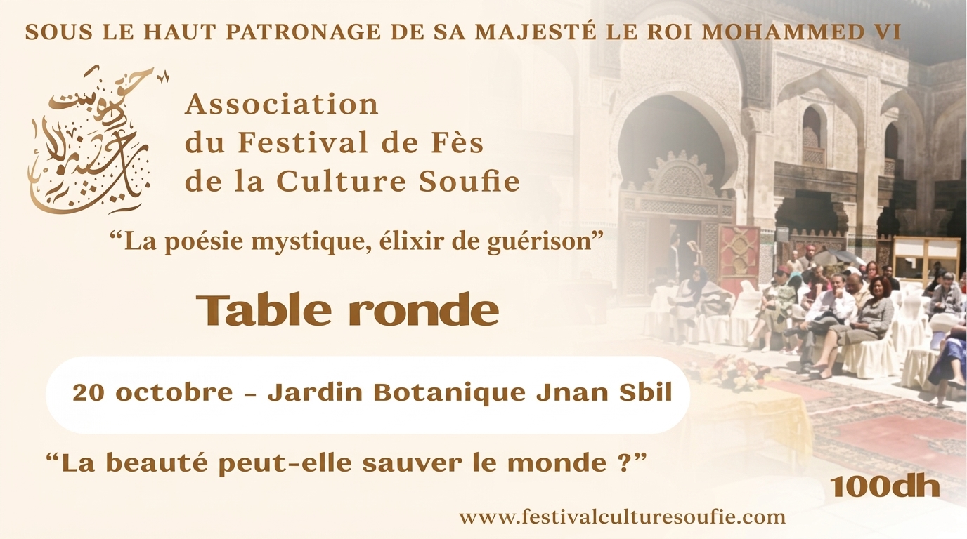 Table ronde : Atelier : “Dhikr” (invocations / méditation) avec accompagnement musical : Enris Qinami Table ronde : “La beauté peut-elle sauver le monde ?”